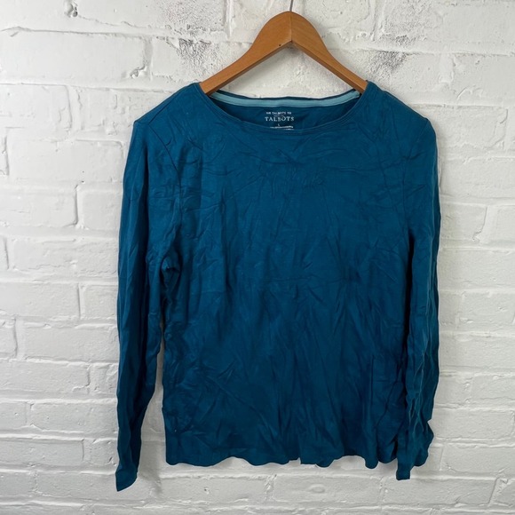 Talbots Tops - Talbots Women's Crewneck T-Shirt Pullover Long Sleeve Teal Blue Size Large